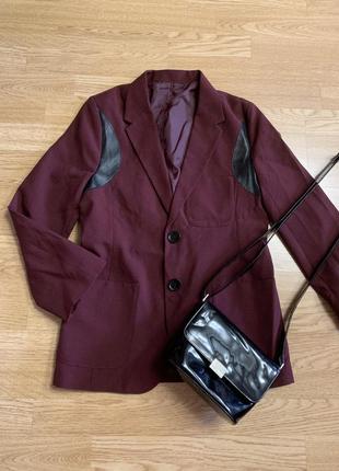 Оригинальный яркий пиджак bhs limited цвета марсала,жакет,пиджачок1 фото
