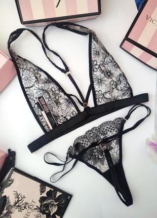 Victoria's secret xs 34 70a 70b 70c 75a комплект белья ажурный бралет стринги4 фото