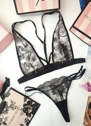 Victoria's secret xs 34 70a 70b 70c 75a комплект білизни ажурний бралет стрінги