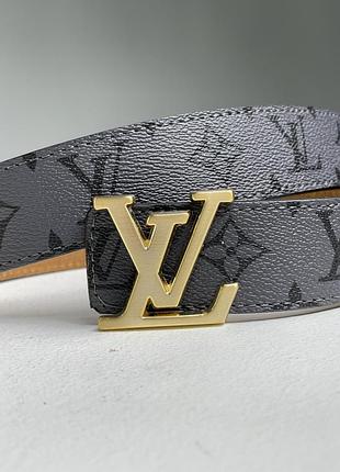 Жіночий ремінь луї віттон сірий пояс louis vuitton leather belt canvas grey/gold