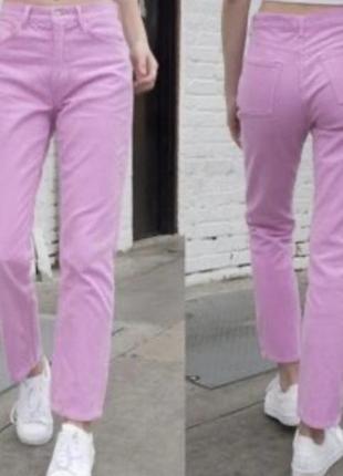 Велюровые джинсы mom в розовом сиреневом цвете