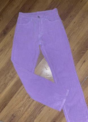 Велюровые джинсы mom в розовом сиреневом цвете2 фото