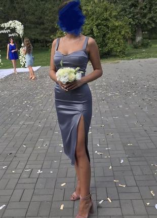 Плаття вечірнє, для дружки, на весілля, сукня атласна1 фото