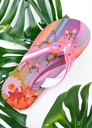 Детские вьетнамки "butterfly" розовые. 19,5 см