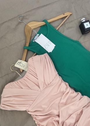 Платье корсетное с драпировками, розовое, пудра, xs, oh polly, платье zara зеленая, рубчик, s,m