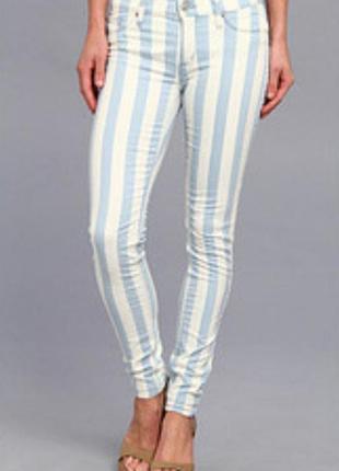 Белые хлопчатобумажные джинсы в полоску denim co, размер l1 фото