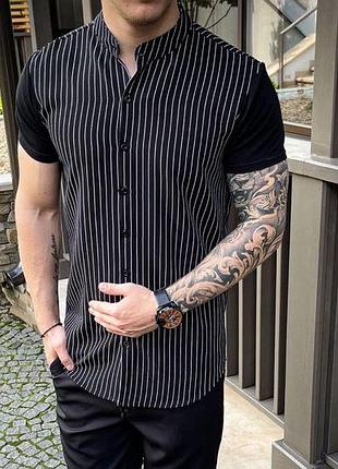 Сорочка літня, базова чоловіча рубашка в полоску🌞