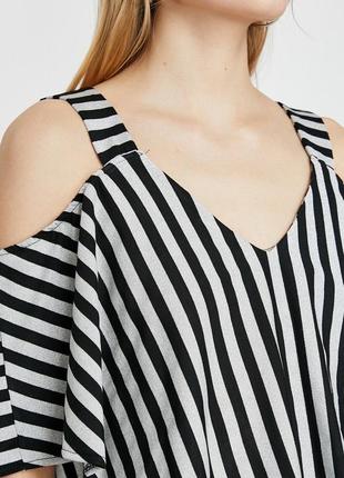 Женская блузка - топ нарядная в полоску, открытые плечи2 фото