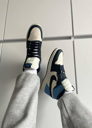 Кроссовки nike air jordan 1 retro milk blue3 фото