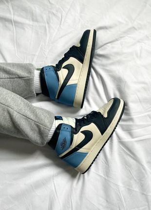 Кроссовки nike air jordan 1 retro milk blue1 фото