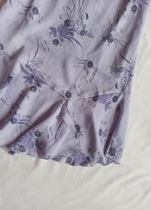 Винтажная лавандовая юбка миди в цветочный принт3 фото