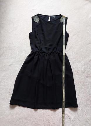 Платье шифоновое zara, s, 26 на подкладке, декор на плечах, зара s4 фото