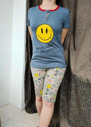 Жіночий комплект для дома піжама футболка з шортами6 фото