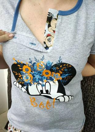 Жіночий комплект для дома піжама футболка з шортами2 фото