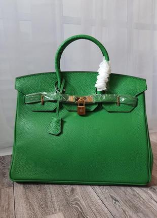 Зелена брендова  сумка 35см із ключиком