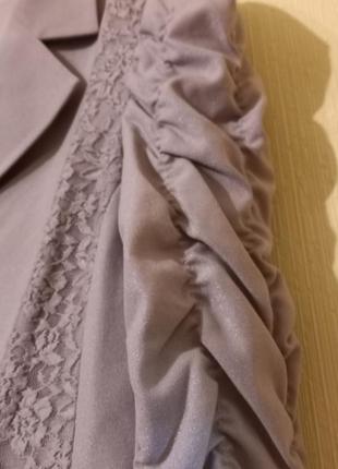 Жакет-пиджак новый, шикарный, модный, ткань порча украшен кружевом, и гофрированными руковами. р-р 40европ. наш 44-46-484 фото