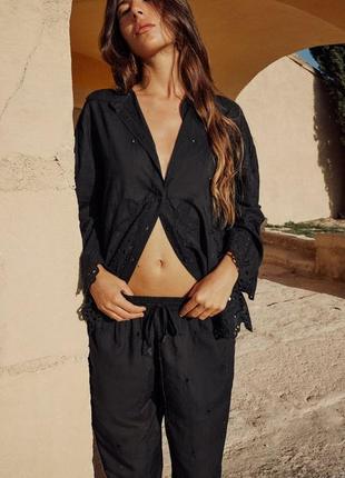 Zara костюм брючный  вышивка ришельем, аппликации из бусин в тон5 фото