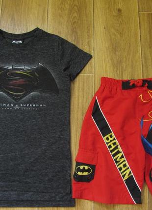 Літній крутий набір batman бетмен бетмен для хлопчика 7-8 років: пляжні шорти та футболка next3 фото