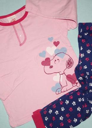 Пижама котоновая с принтом snoopy р-104/110 в хорошем состоянии