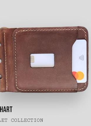Чоловічий гаманець-зажим з натуральної шкіри "castagna" коричневий2 фото