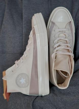 Женские, высокие кеды converse beige