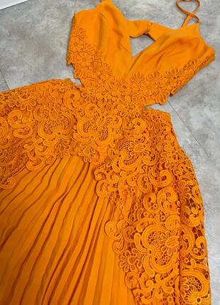 Платье миди со плисированное с кружевной отделкой asos design6 фото