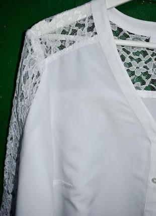 Paola красивая белая блуза с кружевными вставками6 фото