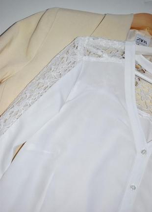 Paola красивая белая блуза с кружевными вставками4 фото