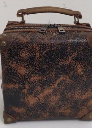 Шкіряна жіноча сумка-валіза1 фото