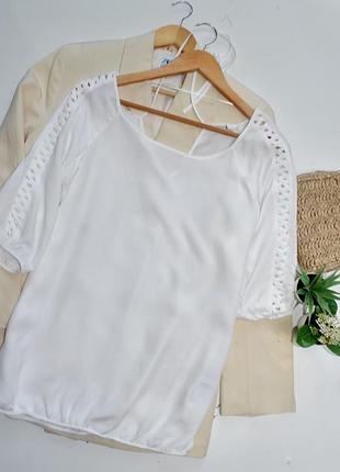 Esprit красивая натуральная белая блуза с интересными рукавами