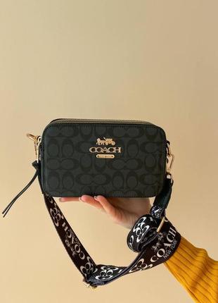 Сумочка в стиле coach / coach snapshot black / темная сумка