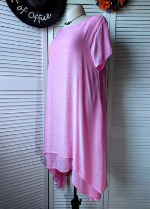 Платье нежно розовое длиное миди бохо етно оверсайз карманами и ярусный низ4 фото