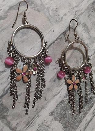 Серьги металл стекло эмали