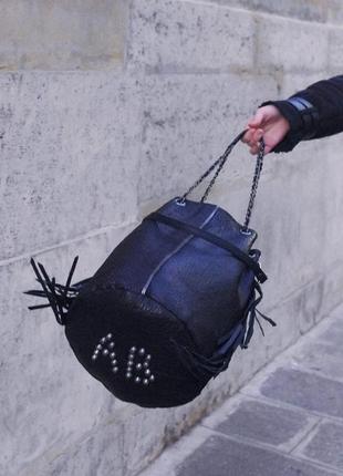 Сумка женская кожаная aridza bross sally blue pétrole