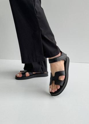 Босоножки женские кожаные натуральная кожа сандалии черные5 фото