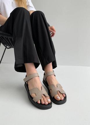 Босоножки женские кожаные натуральная кожа сандалии мокко9 фото