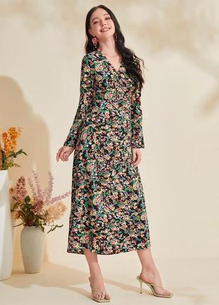 Shein сукня mulvari з v-подібним вирізом та квітковим принтом ціна на сайті 19.49€7 фото