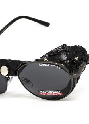 Очки защитные global vision aviator-5 gunmetal (gray), серые в темной оправе со съёмным уплотнителем из5 фото