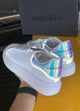 Жіночі шкіряні кросівки маквин alexander mcqueen blue refi. осінь, весна, літо.