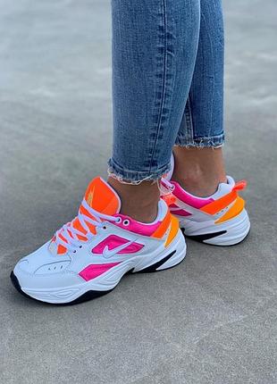 💖новинка💖яскраві жіночі кросівки найк nike m2k teckno orange pink. демісезонні, осінні