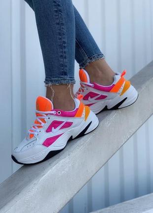 💖новинка💖женские яркие кроссовки найк nike m2k teckno orange pink. демисезонные, осенние5 фото