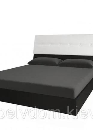 Ліжко віола 160х200 м'яка спинка без каркаса білий/чорний