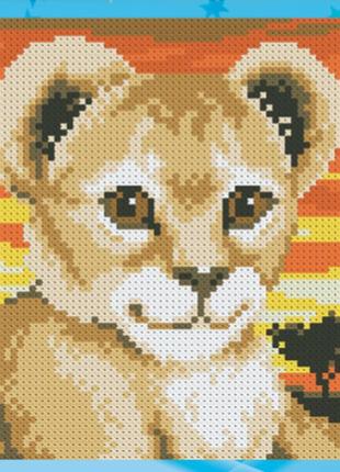 Алмазная вышивка набор для детей львенок 18х18 ua-005