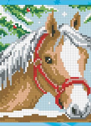 Алмазная вышивка набор для детей лошадь 18х18 ua-001