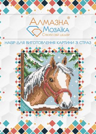 Алмазна вишивка набір для дітей кінь 18х18 ua-0012 фото