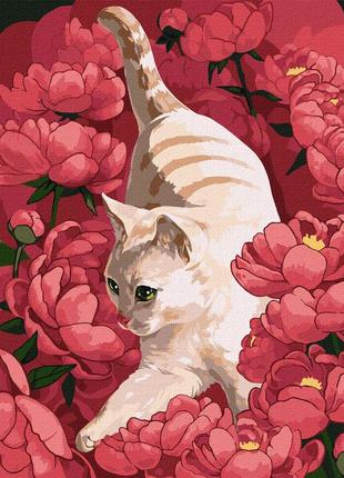 Картина за номерами "грайлива кішка" ідейка kho4347 40х50 см