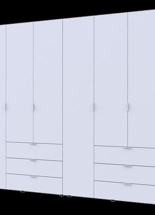 Распашной шкаф для одежды гелар комплект doros цвет белый 3+3 двери дсп 232,4х49,5х203,4 (42002119)1 фото