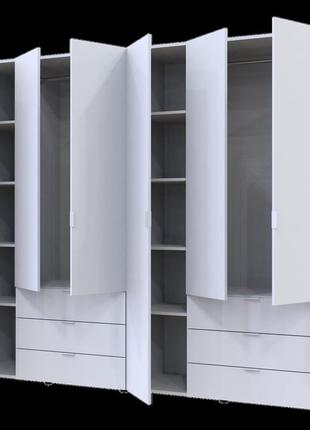 Распашной шкаф для одежды гелар комплект doros цвет белый 3+3 двери дсп 232,4х49,5х203,4 (42002119)3 фото