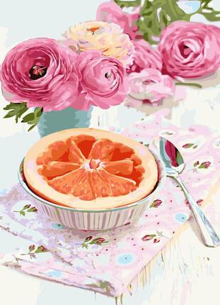Картина по номерам strateg премиум цитрус на десерт с лаком и уровнем размером 40х50 см (sy6629)