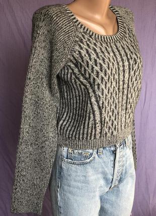 Кашемировый свитер quinn крупная вязка серый меланж3 фото